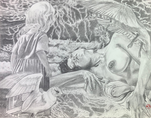 figurative graphite drawing by Anne Reboul