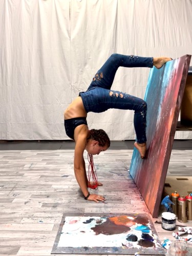 Artist Briana Fitzpatrick at work in her studio