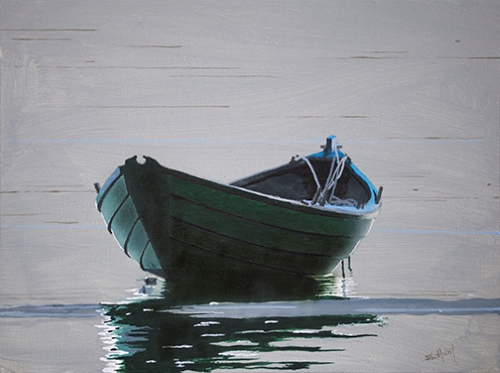 dipinto di una barca a remi di David L. Hunt