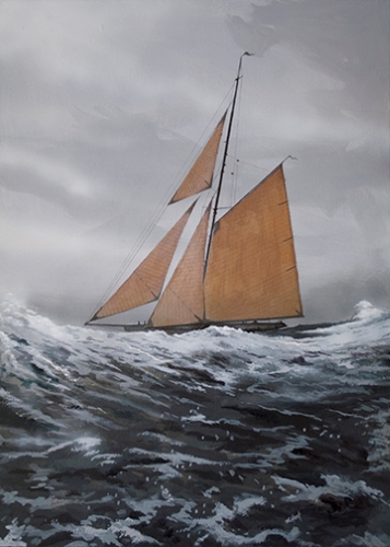 painting of a sailboat by David L. Hunt