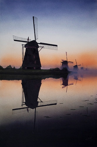 painting of a windmill by David L. Hunt