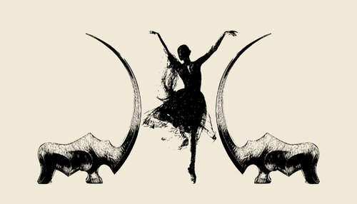 Ballerina con rinoceronti