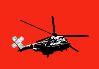 screenprint of a helicopter by Jezdimir Milosevic