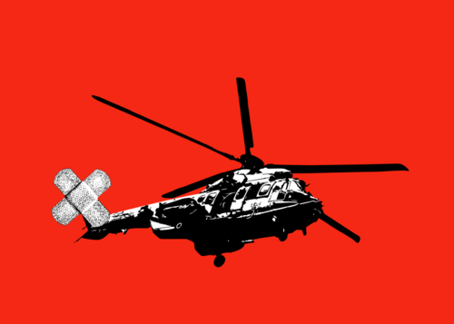 screenprint of a helicopter by Jezdimir Milosevic