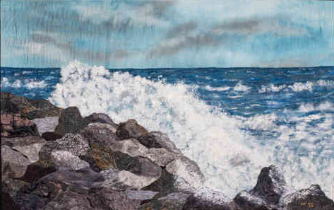 mixed media fiber seascape by Patricia Gould