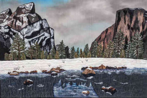 mixed media fiber Yosemite landscape by Patricia Gould