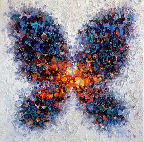 Abstract textured butterfly painting