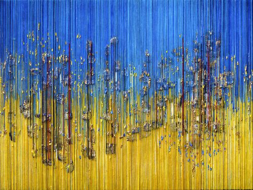 mixed media sculptural canvas by Eric Goldstein