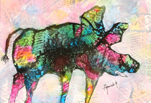 warthog painting by Lynn Chatman