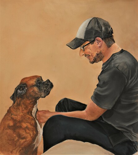 figurative and dog pastel portrait by Nancy Smyth