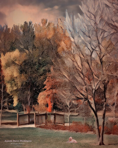 Digital painting "Autumn Bridge"