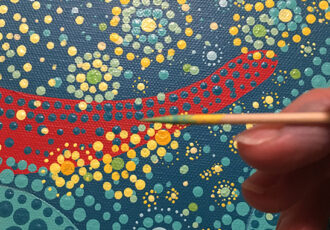 Pointillist painting in progress