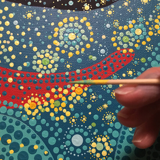 Pointillist painting in progress