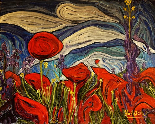dipinto di paesaggio floreale di Michael Hartstein