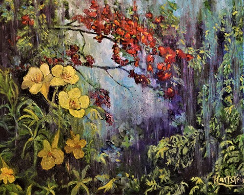 dipinto di paesaggio floreale di Michael Hartstein