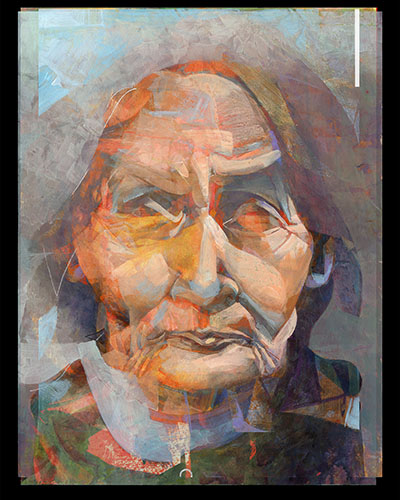 digital self portrait painting by Monty Kane