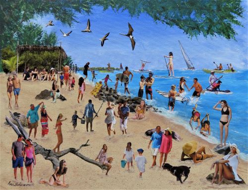 beach scene collage by Ann Schwartz