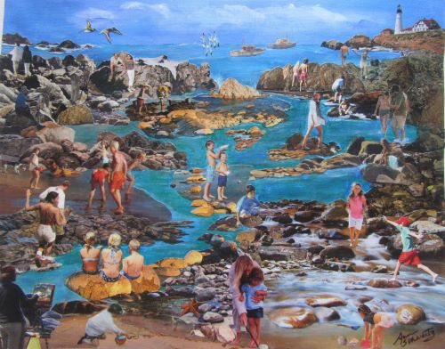 tide pool scene collage by Ann Schwartz