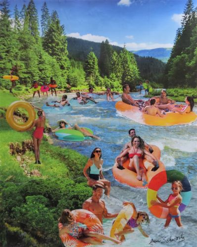 tubing scene collage by Ann Schwartz