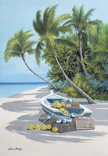 dipinto con scena sulla spiaggia di John Ketley