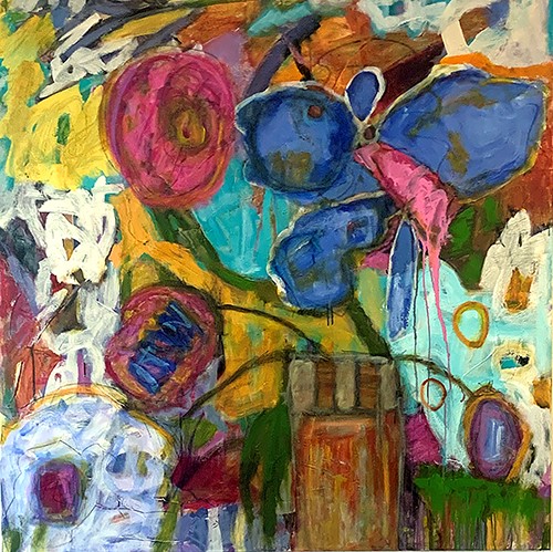 abstract floral painting by Tara Verkuil