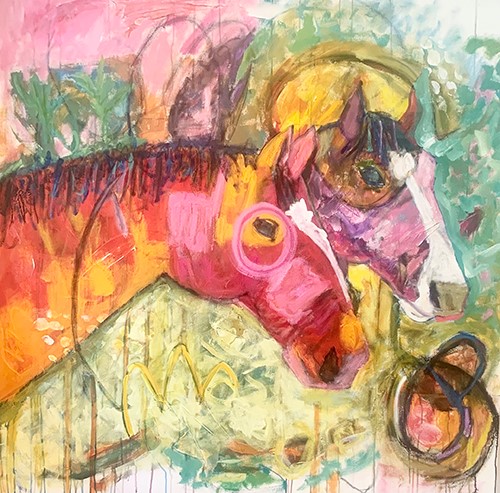 pittura astratta di cavalli di Tara Verkuil