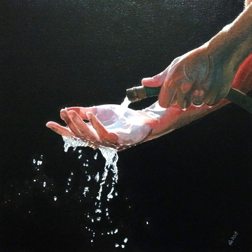 acrylic painting of a hand by Deborah Bergren