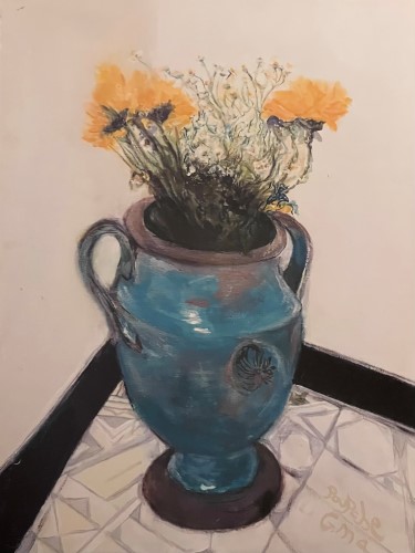 Oil painting of flowers by artist Claire Vines