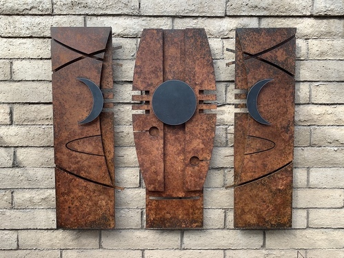 public steel sculpture solstice panels by Daniel Moore