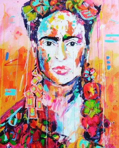 Painting of Frida Kahlo by artist Ramon Aristizabal