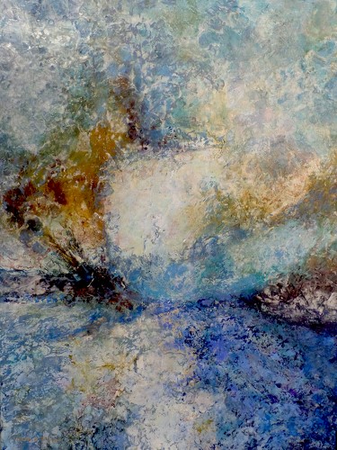 abstract encaustic landscape by Leonie E Brown
