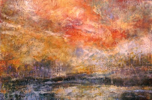 abstract encaustic painting by Leonie E Brown