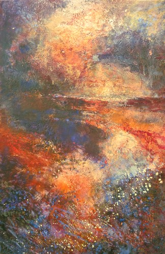 abstract encaustic landscape by Leonie E Brown