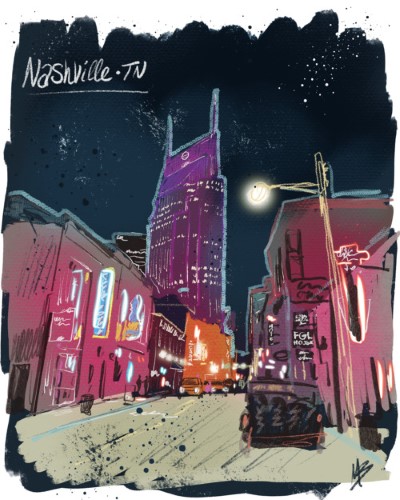 Digital illustration of Nashville by Mike Brennan