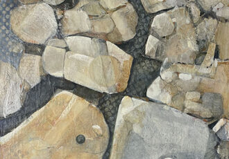 Abstract painting of rocks by Paula Borsetti