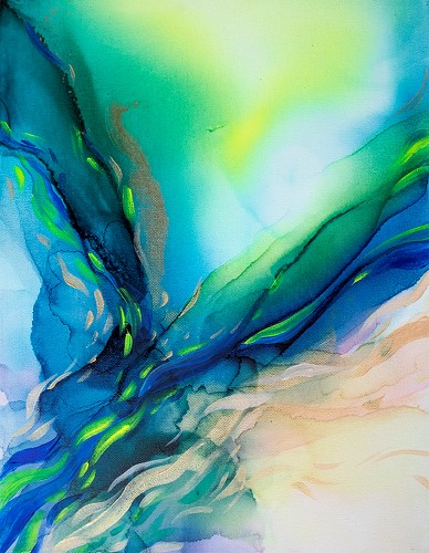 abstract alcohol ink painting by Soo Kim