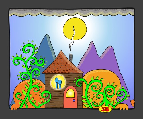 Whimsical illustrated village