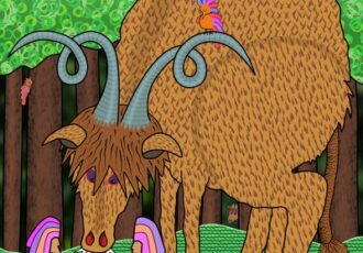 Whimsical digital illustration of a mythical beast