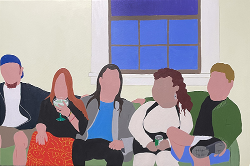 painting of a group of people on a couch by Terri Lloyd