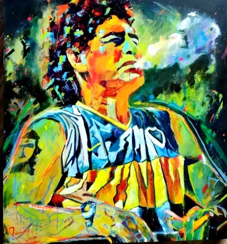 Colorful painterly portrait of a man by artist Ramon Aristizabal