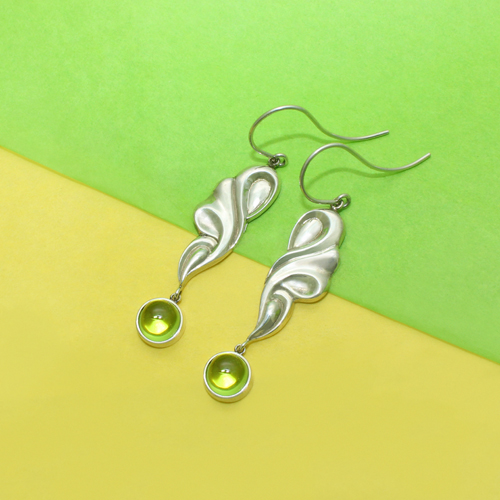 Scroll earrings with sapphires, handmade