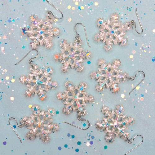 snowflake design earrings, handmade