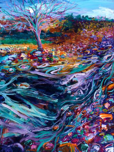 colorful swirling landscape painting