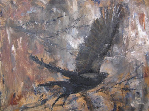 Oil painting of a crow 