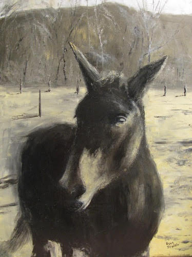 Oil painting of a mule by Doug Stuckle