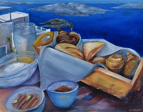 Painting of breakfast on a table