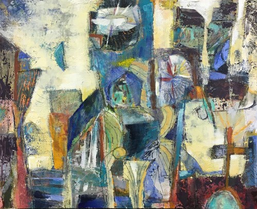 Abstract painting of a cathedral