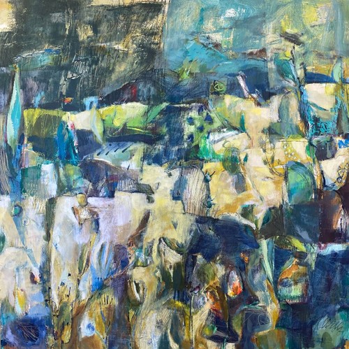 Abstract painting of foothills
