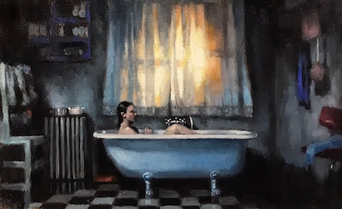 Painting of a woman taking a bath
