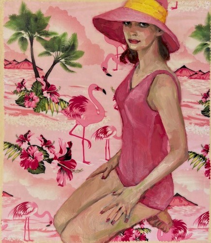 Painting of a girl in a vintage bathing suit